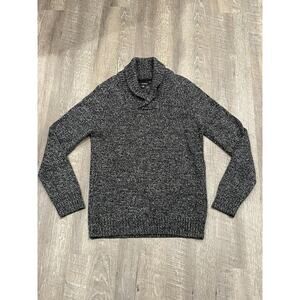 Vintage Guess Shawled Collared Sweater Men's M, Black Marled Design